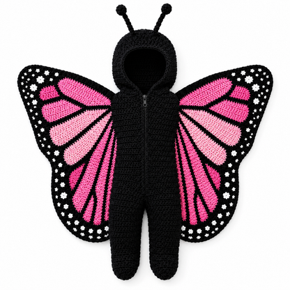 Pembe kelebek kanatlı örgü bebek kostümü